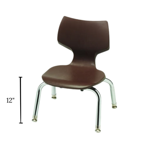 12-inch Bark Classroom Chair Bundle | 6-Pack Flex-Back Stackable Seats for Natural Learning Spaces