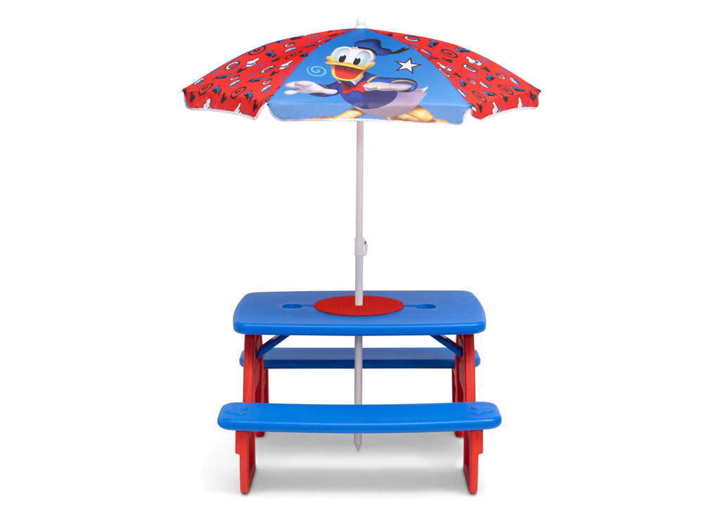 Mickey Mouse 4 Seat Activity Picnic Table with Umbrella and LEGO Compatible Tabletop