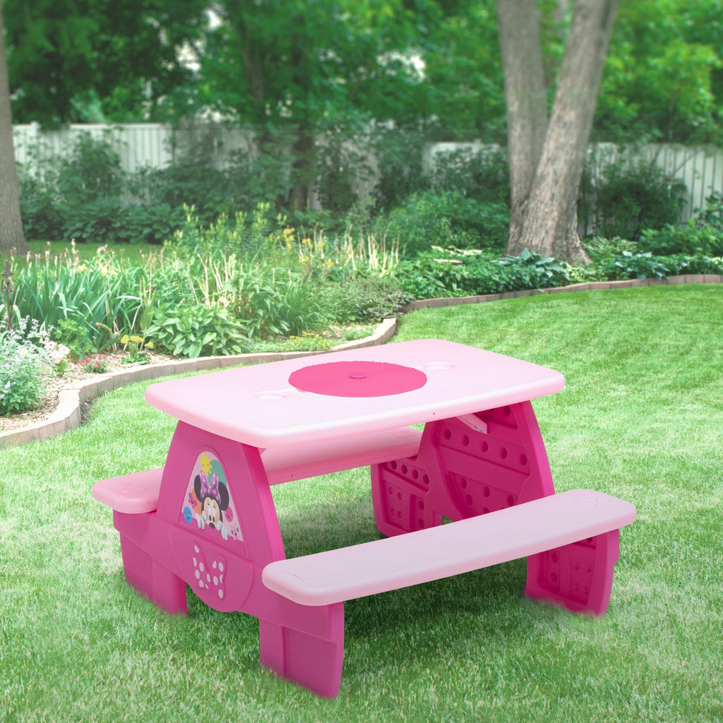 Minnie Mouse 4 Seat Activity Picnic Table with LEGO Compatible Tabletop