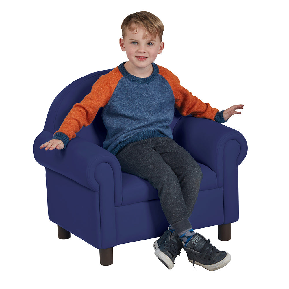 Little Lux Navy Preschool Lounge Chair | Adjustable Kids’ Soft Seat for Reading & Relaxation
