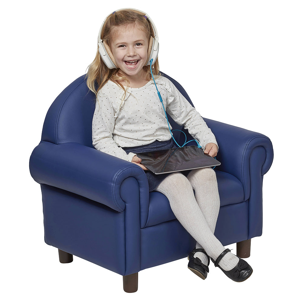 Little Lux Navy Preschool Lounge Chair | Adjustable Kids’ Soft Seat for Reading & Relaxation