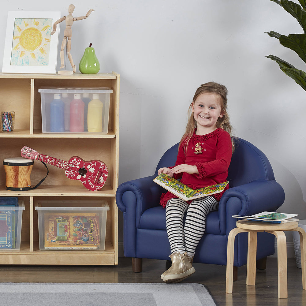 Little Lux Navy Preschool Lounge Chair | Adjustable Kids’ Soft Seat for Reading & Relaxation