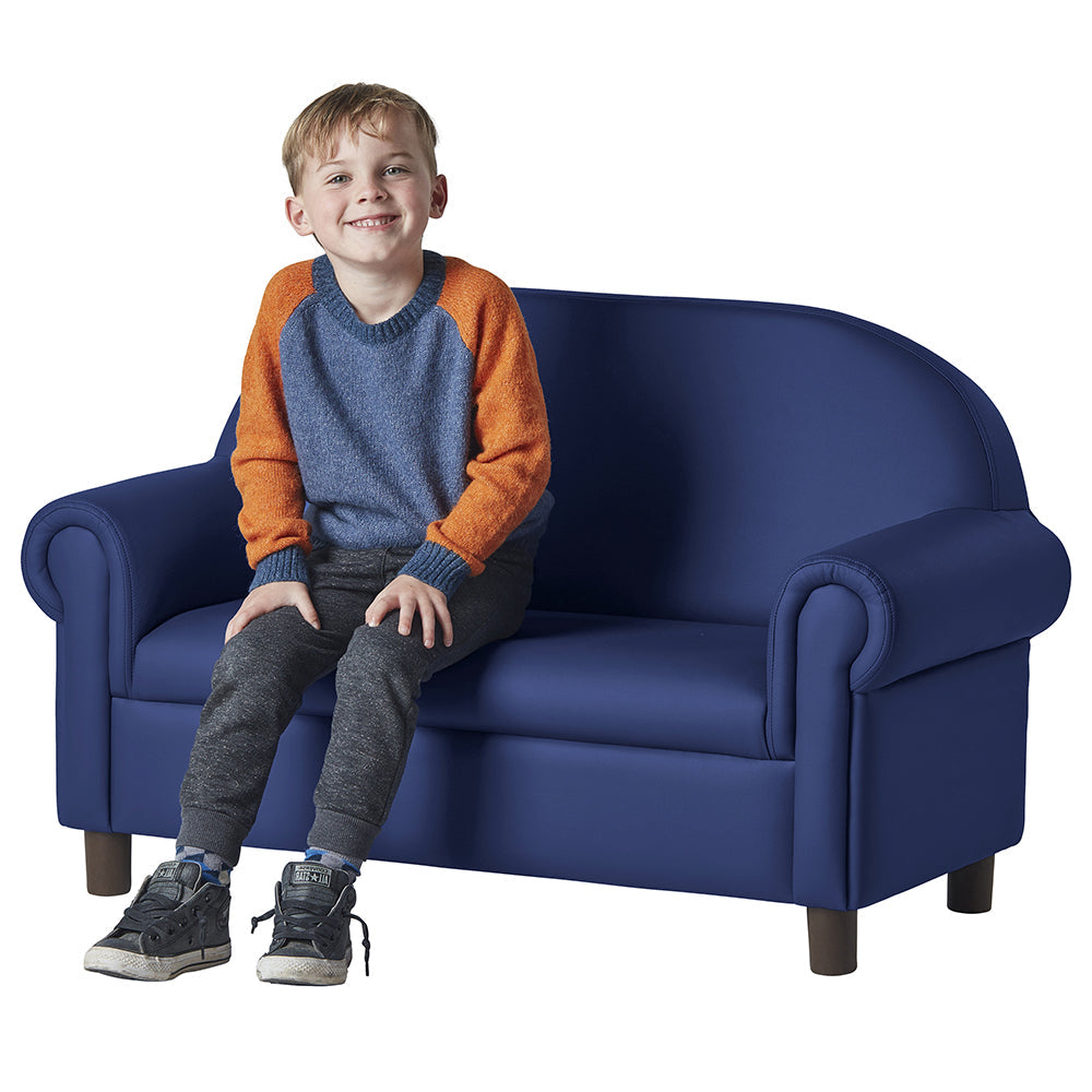 Little Lux Navy Preschool Sofa | Adjustable Faux Leather Kids' Couch