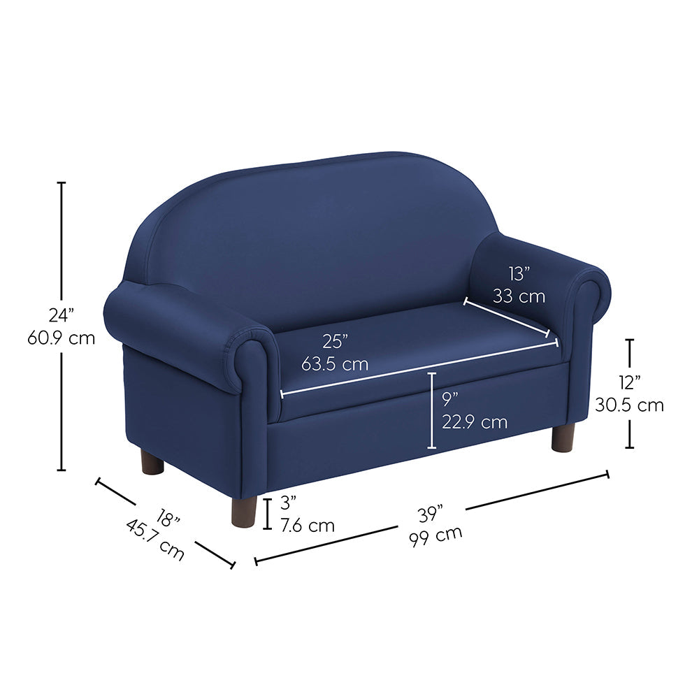 Little Lux Navy Preschool Chair & Sofa Set | Adjustable Faux Leather Kids’ Seating