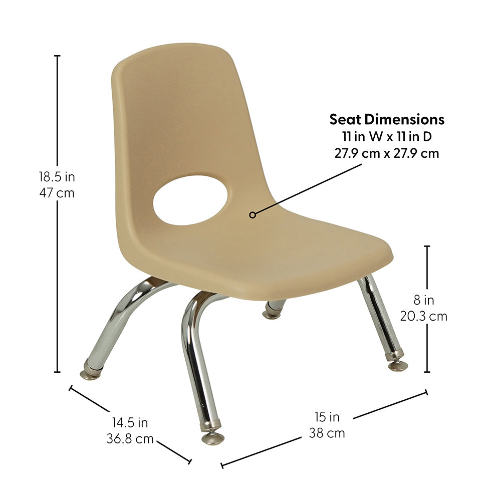 Toddler 8 Sand Stack Chairs 2-Piece Set | Easy-Clean, No-Snag Classroom Seating