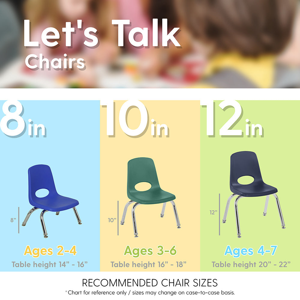 Toddler 10 Sand Stack Chairs 2-Piece Set | Durable, No-Snag Classroom Seating