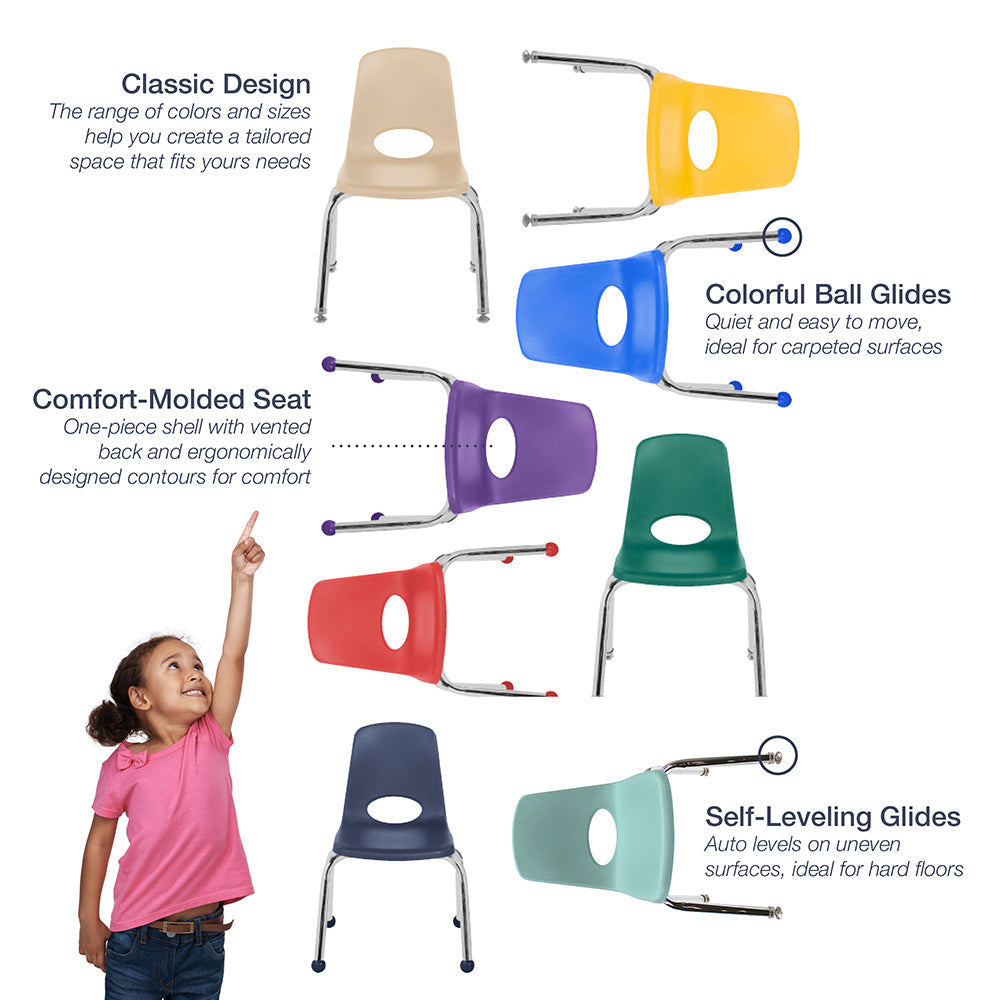 Toddler 10 Sand Stack Chairs 2-Piece Set | Durable, No-Snag Classroom Seating