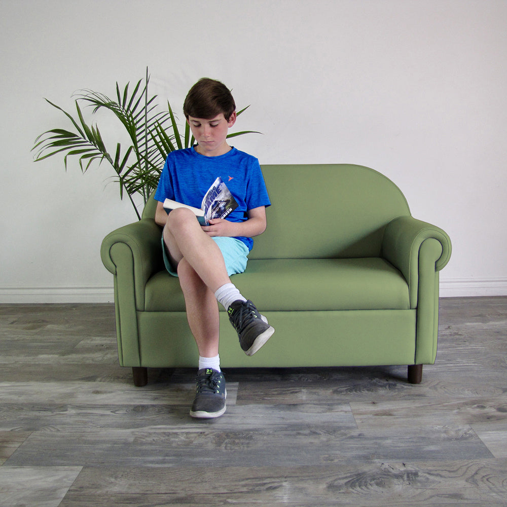 Little Lux Fern Green Preschool Sofa | Adjustable Faux Leather Kids' Couch
