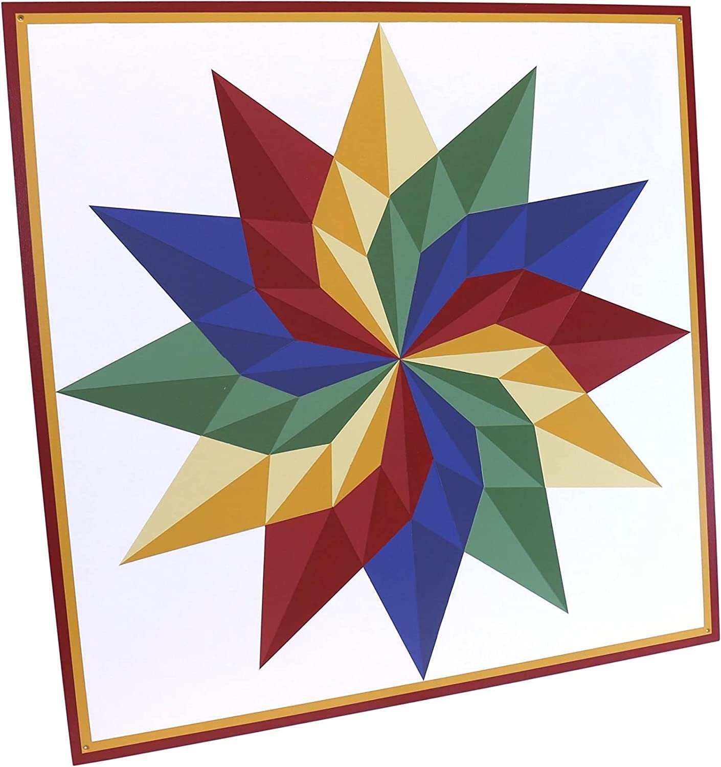 Hand-Painted Barn Quilt Sign, Dahlia Sunburst Design, 36 x 36