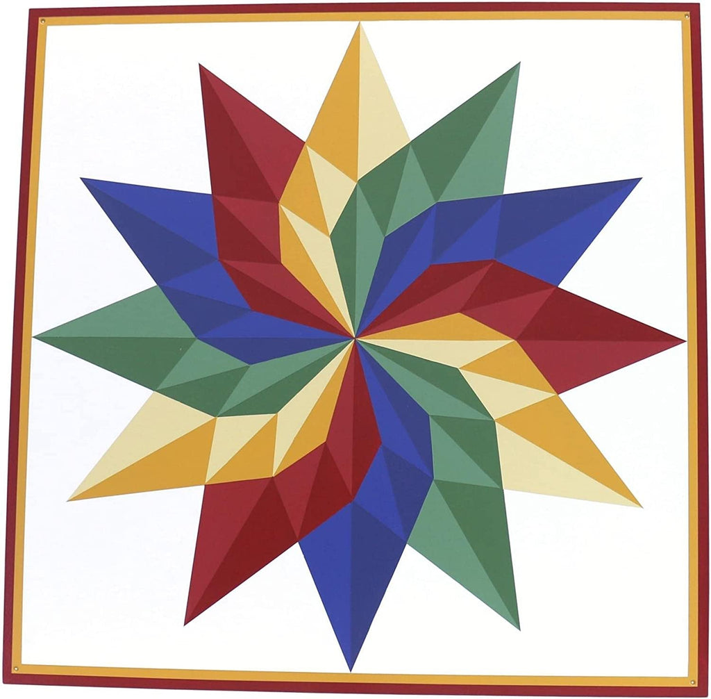 Hand-Painted Barn Quilt Sign, Dahlia Sunburst Design, 36 x 36