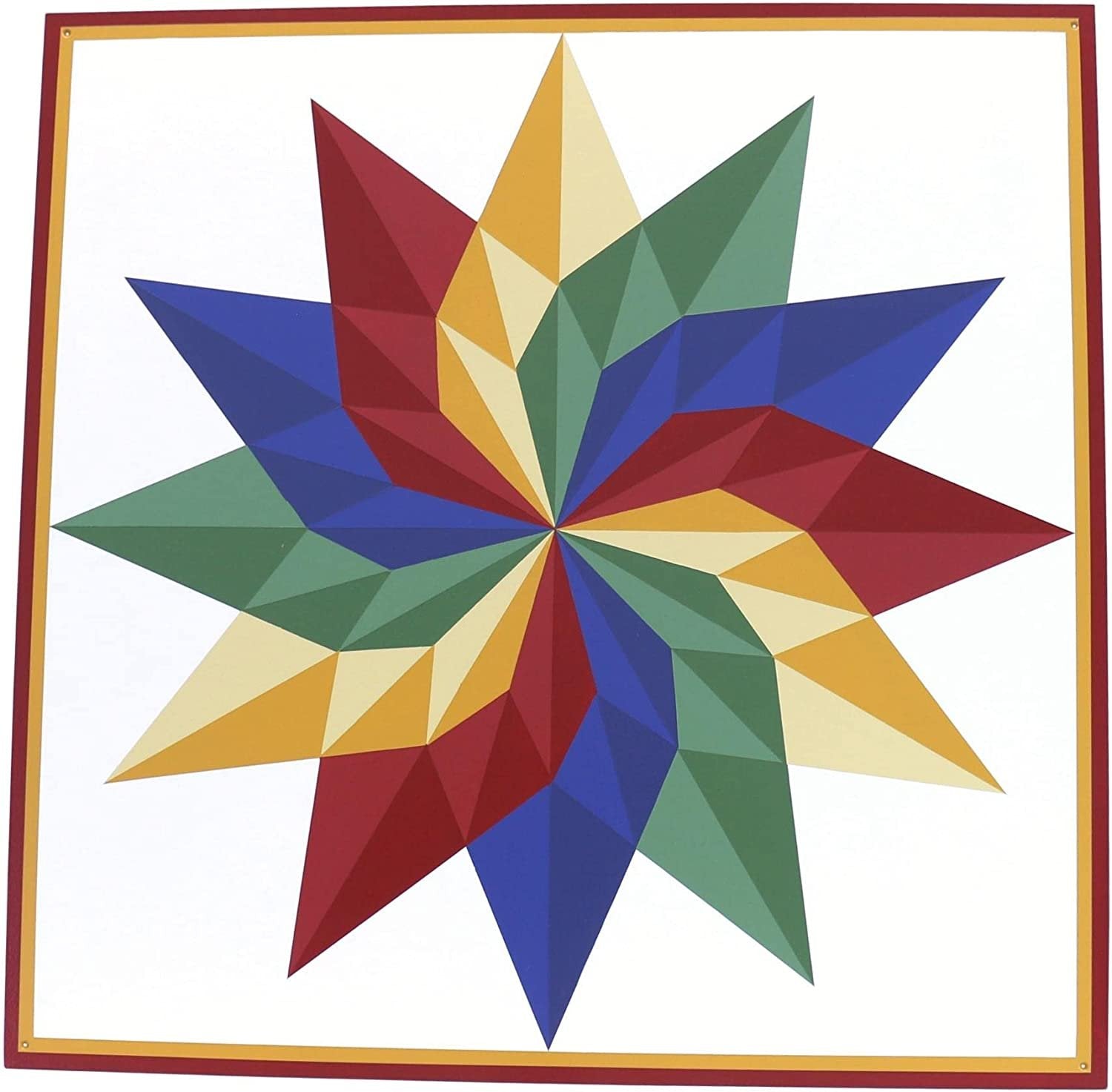 Hand-Painted Barn Quilt Sign, Dahlia Sunburst Design, 36 x 36