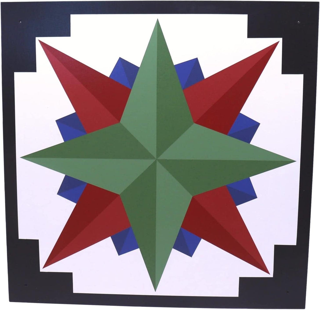 Hand-Painted Barn Quilt Sign - Mariner's Compass Sailor Design