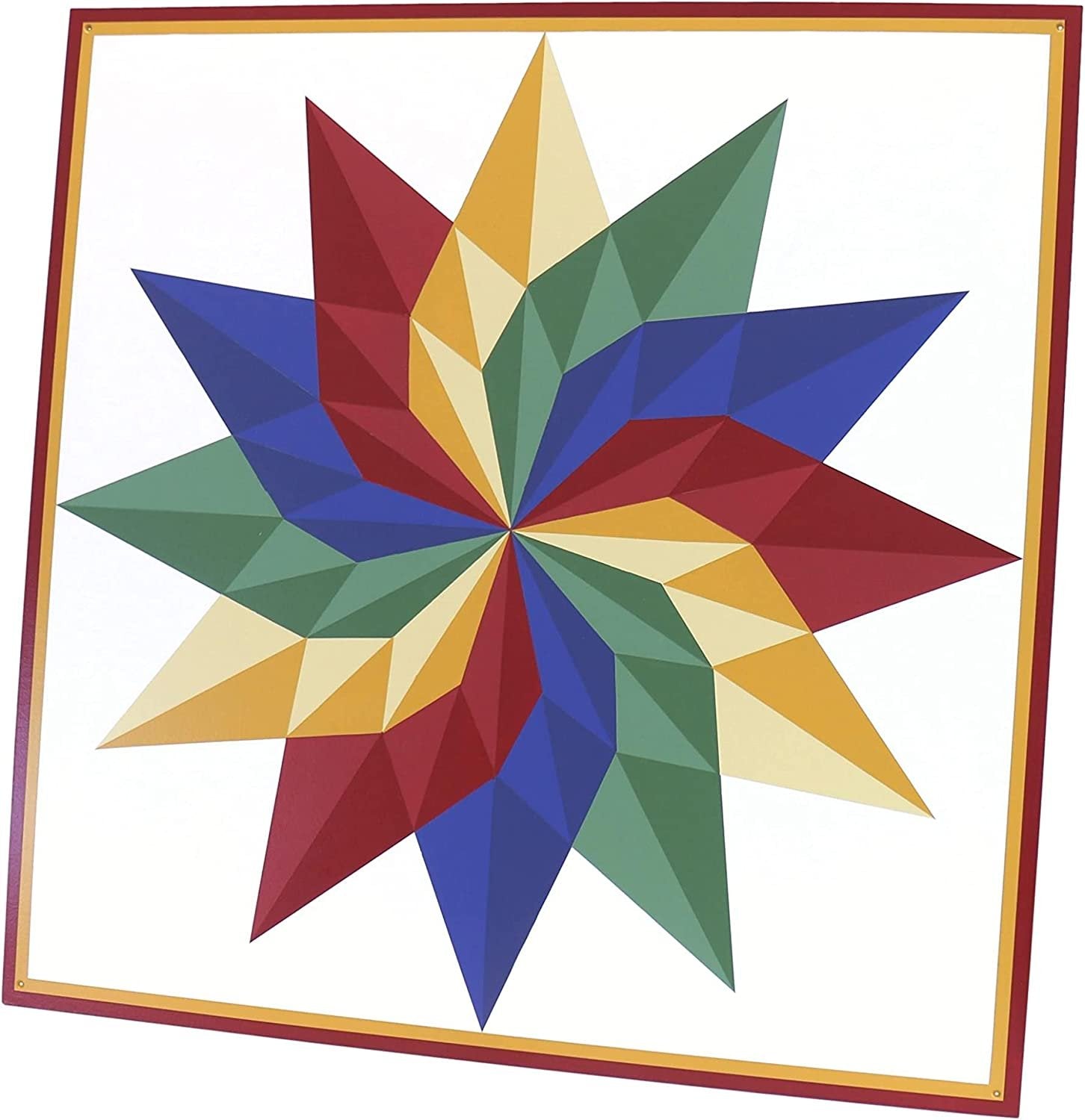 Hand-Painted Barn Quilt Sign, Dahlia Sunburst Design, 36 x 36