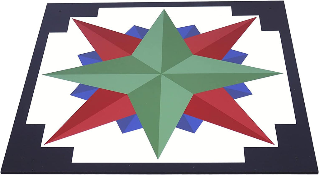 Hand-Painted Barn Quilt Sign - Mariner's Compass Sailor Design