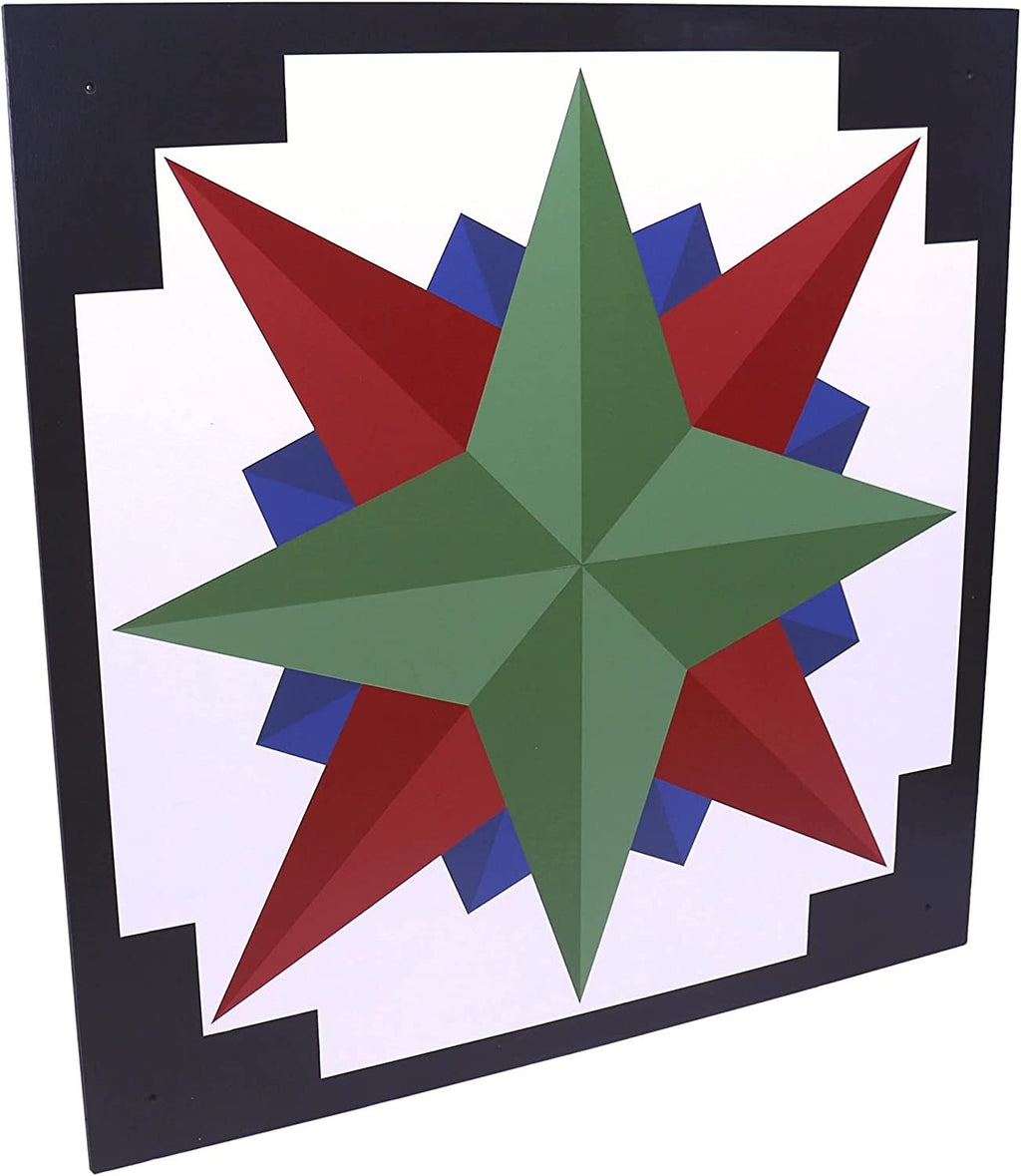 Hand-Painted Barn Quilt Sign - Mariner's Compass Sailor Design